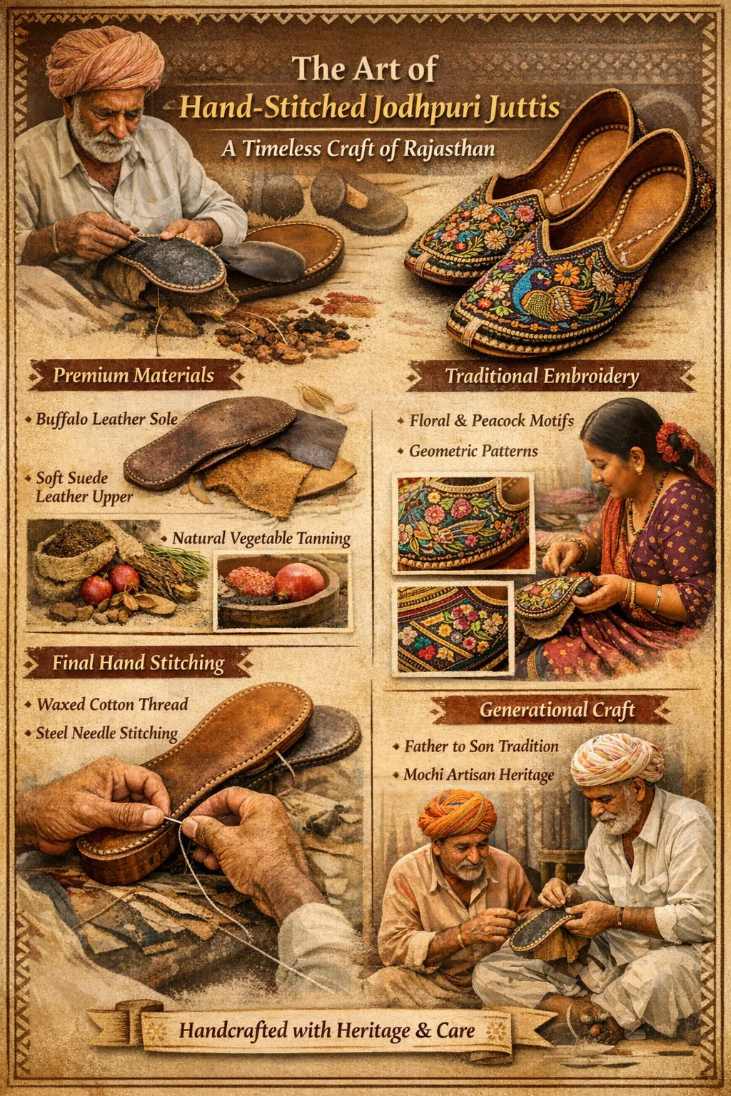 The Art of Hand-Stitched Jodhpuri Juttis: A Timeless Craft of Rajasthan