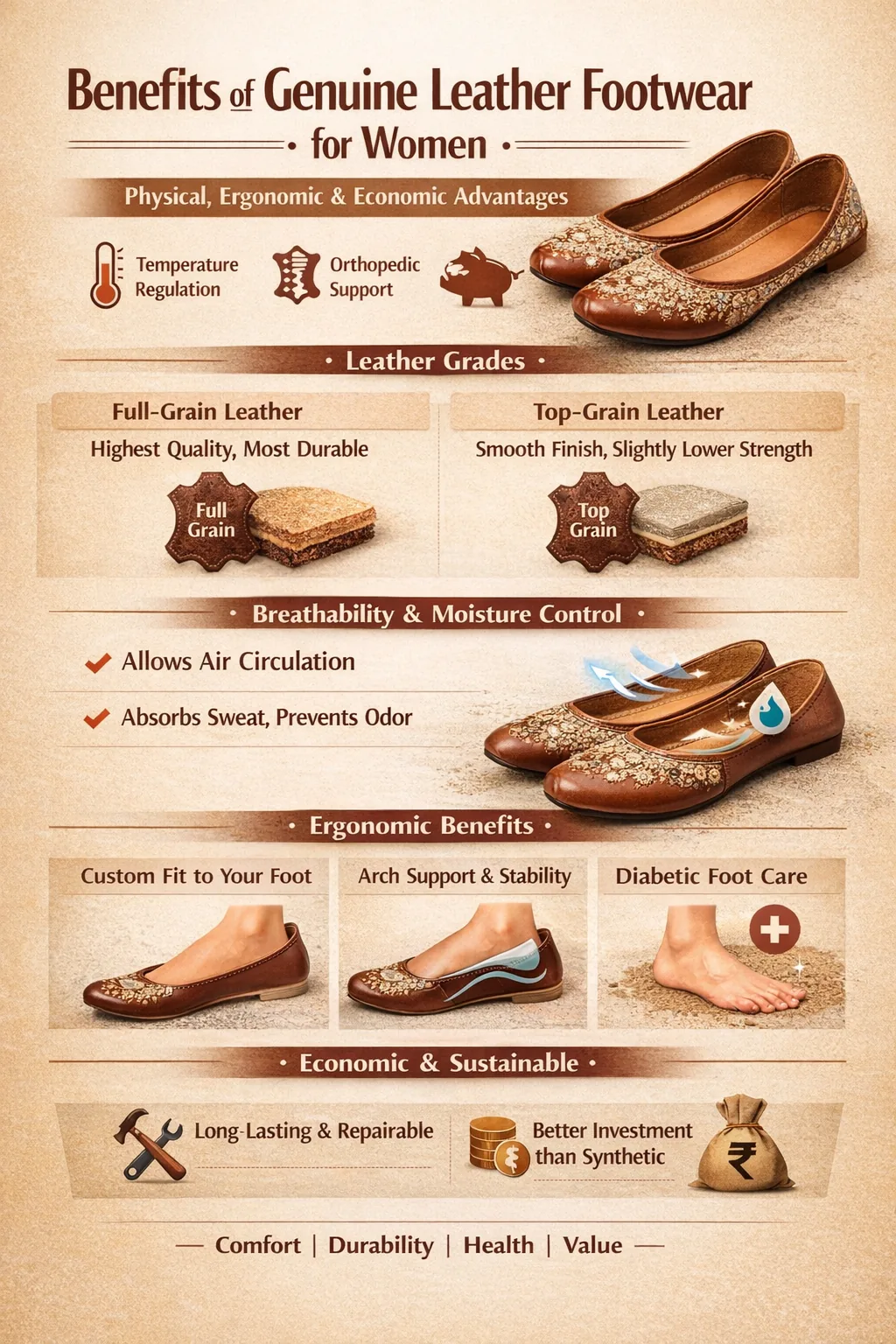 Benefits of Genuine Leather Footwear for Women: