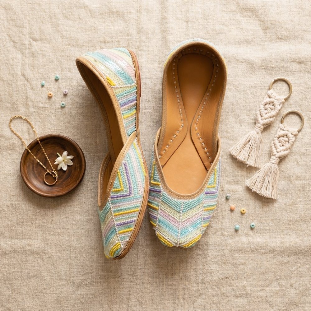 Rainbow Candy Pastel Handcrafted Beaded Jutti