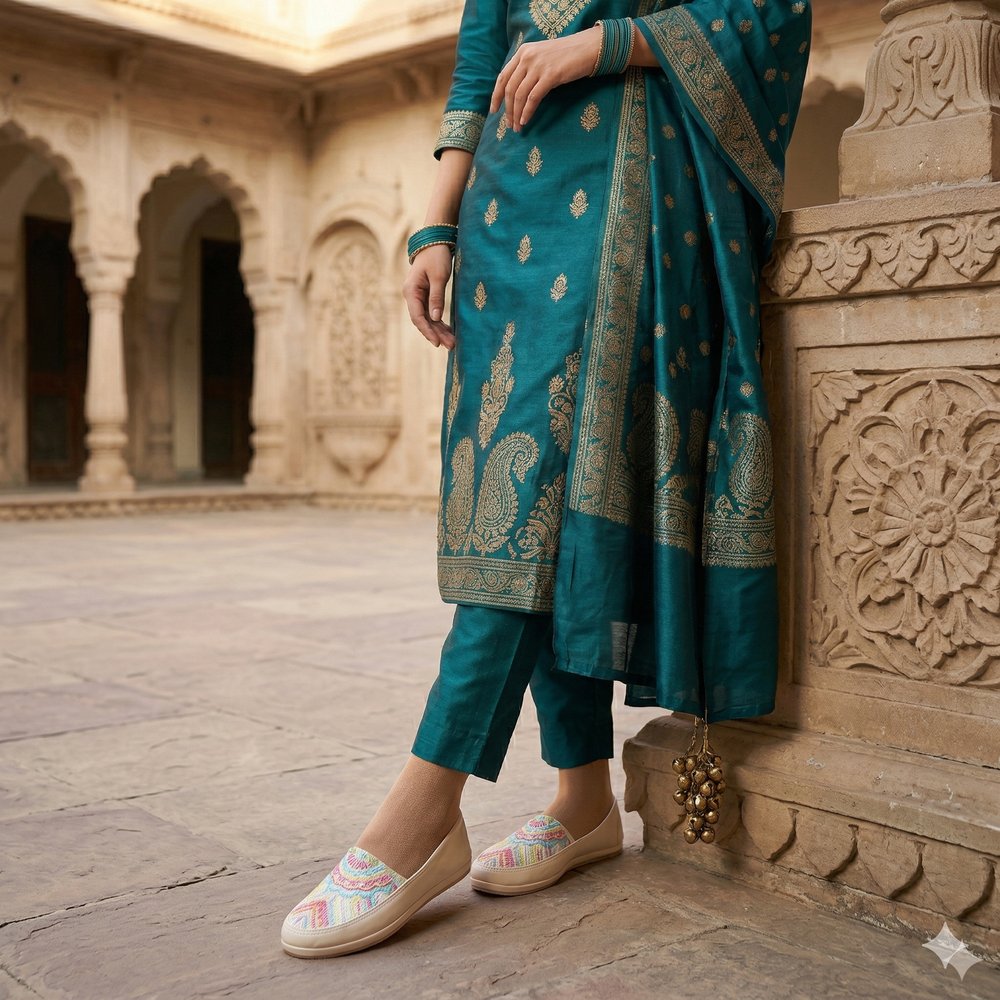 Anti slip sole of jutti showing textured grip for comfortable daily wear