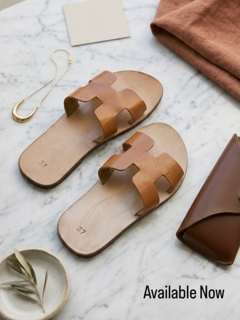 H-Strap Leather Slide